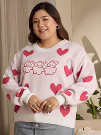 Berrylush Curve Women Conversational Printed Pullover Sweater