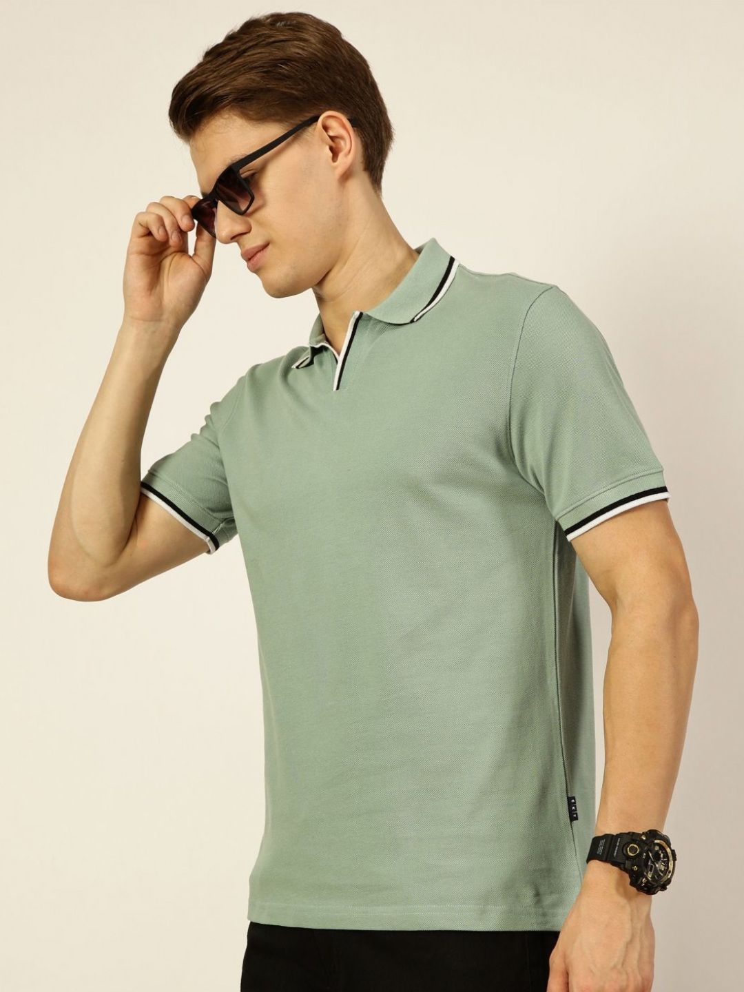 Thomas Scott Men Solid Polo Collar Cotton T-shirt