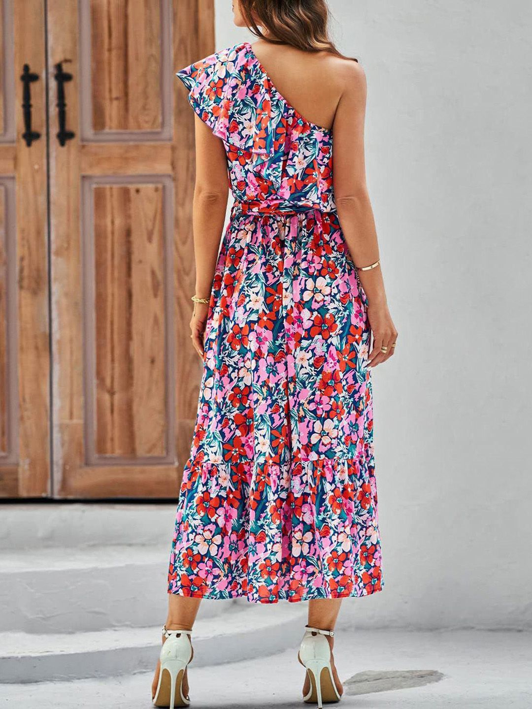 all about you Women Floral Printed Flutter Sleeve Fit & Flare Midi Dress