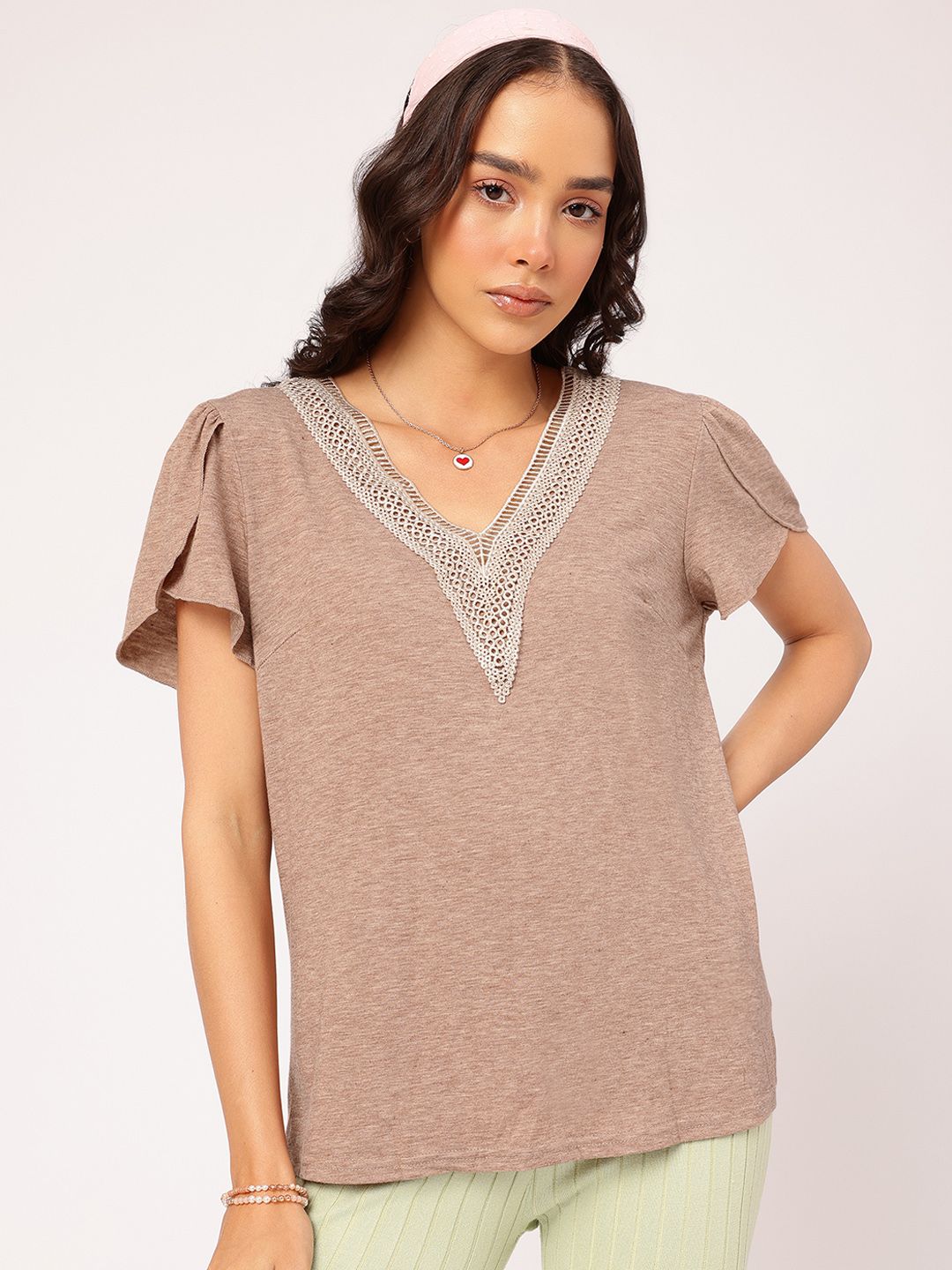 DressBerry Lace Edge Statement Top