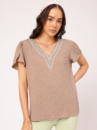 DressBerry Lace Edge Statement Top