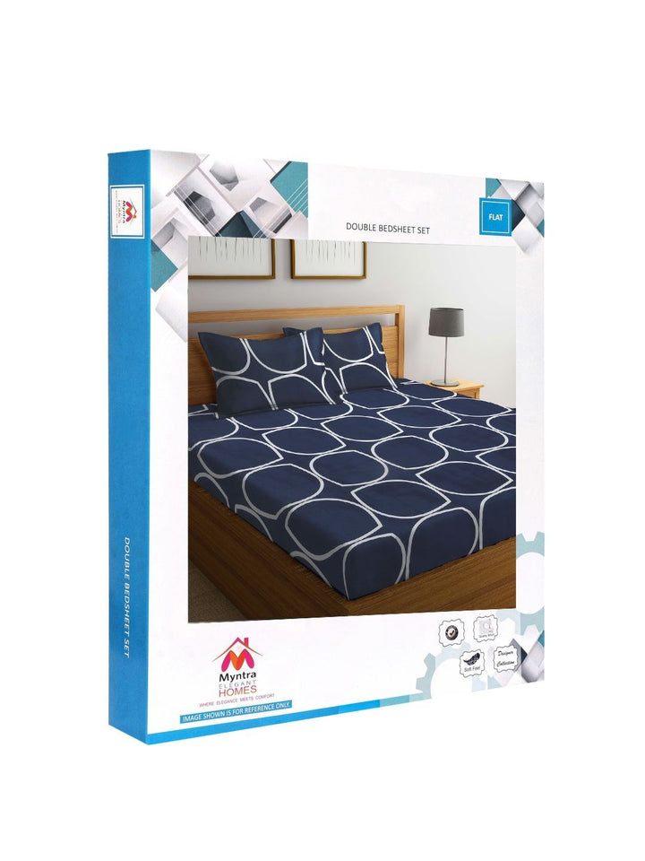 Myntra Elegant Homes Blue & White Printed 300 TC King Bedsheet Set 2.50 m x 2.20m