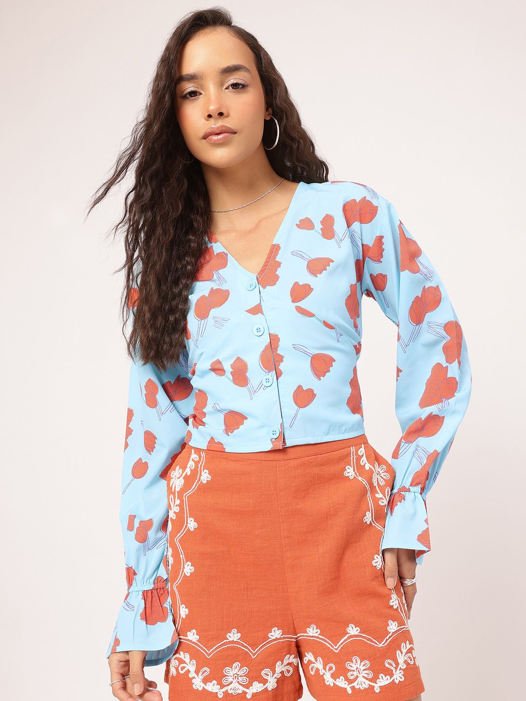 DressBerry Bloom & Beyond Floral Printed Shirt Style Top