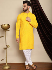 Kurta Kapas Tulen Kolar Mandarin Bersulam Geometri Anouk Dengan Churidar