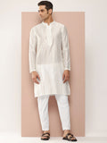 See Designs Mandarin Collar Striped Embroidered Sequinned Chanderi Silk Straight Kurta
