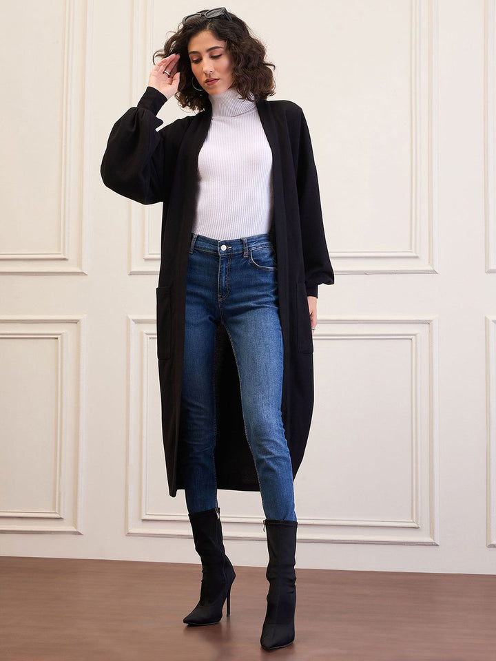 SASSAFRAS Self Design Open Front Longline Shrug