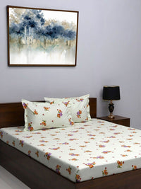 BOMBAY DYEING 525B Magenta Floral 164 TC Pure Cotton Queen Bedsheet Set
