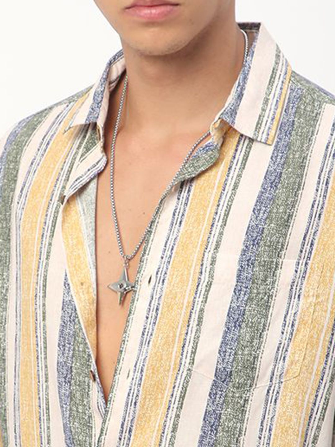 VASTRADO Men Classic Slim Fit Spread Collar Vertical Striped Cotton Casual Shirt