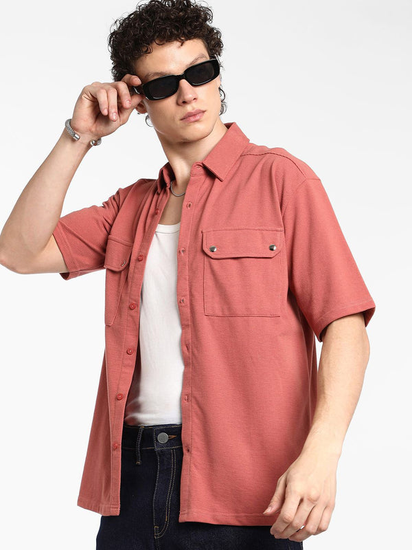 Campus Sutra Men Comfort Spread Collar Solid Cotton Casual Shirt