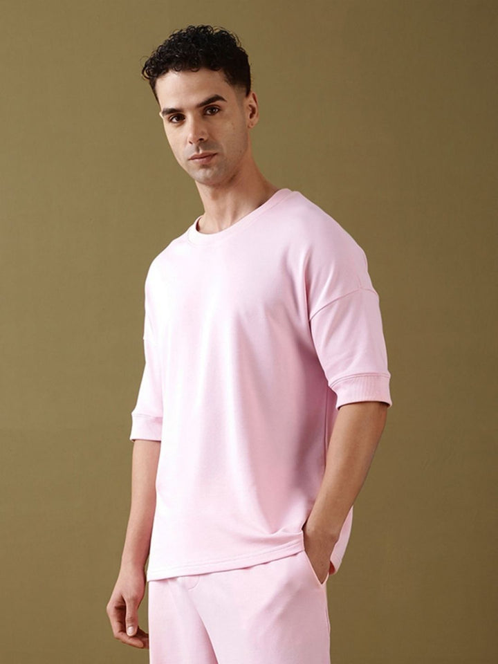 DILLINGER Men Solid Ultra Soft Drapey Cotton Oversized Drop Shoulder T-Shirt