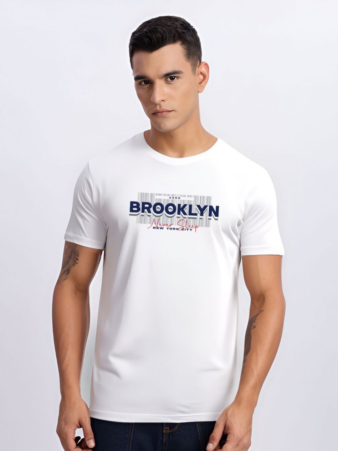 ADRO Typography Printed Round Neck Cotton T-shirt