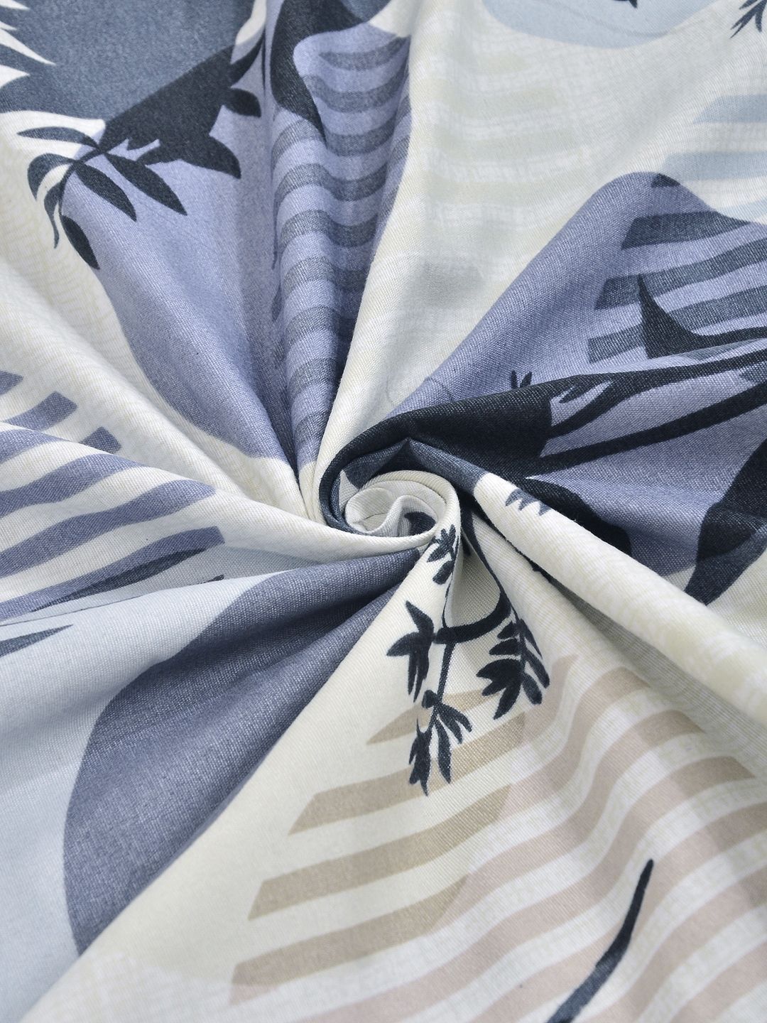 Aura White & Grey 300 TC Floral Fitted Double King Set Cadar 2.50 m x 2.25 m
