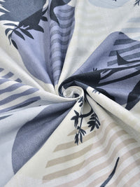 Aura White & Grey 300 TC Floral Fitted Double King Bedsheet Set 2.50 m x 2.25 m