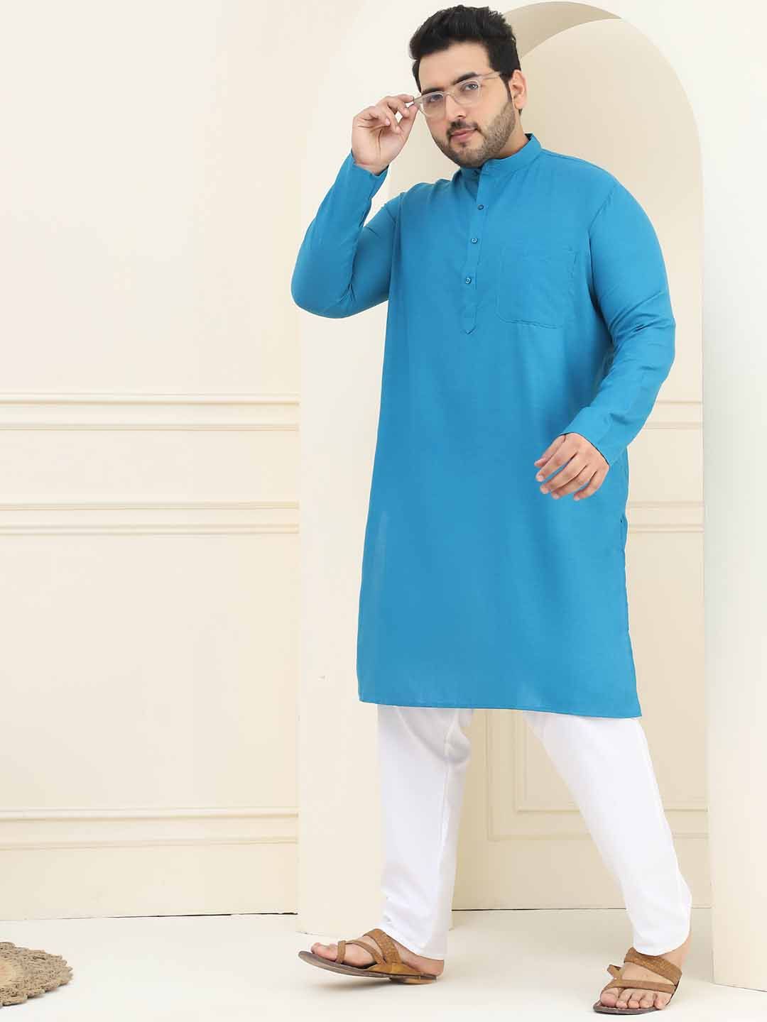 SOJANYA PLUS Mandarin Collar Regular Cotton Straight Kurta