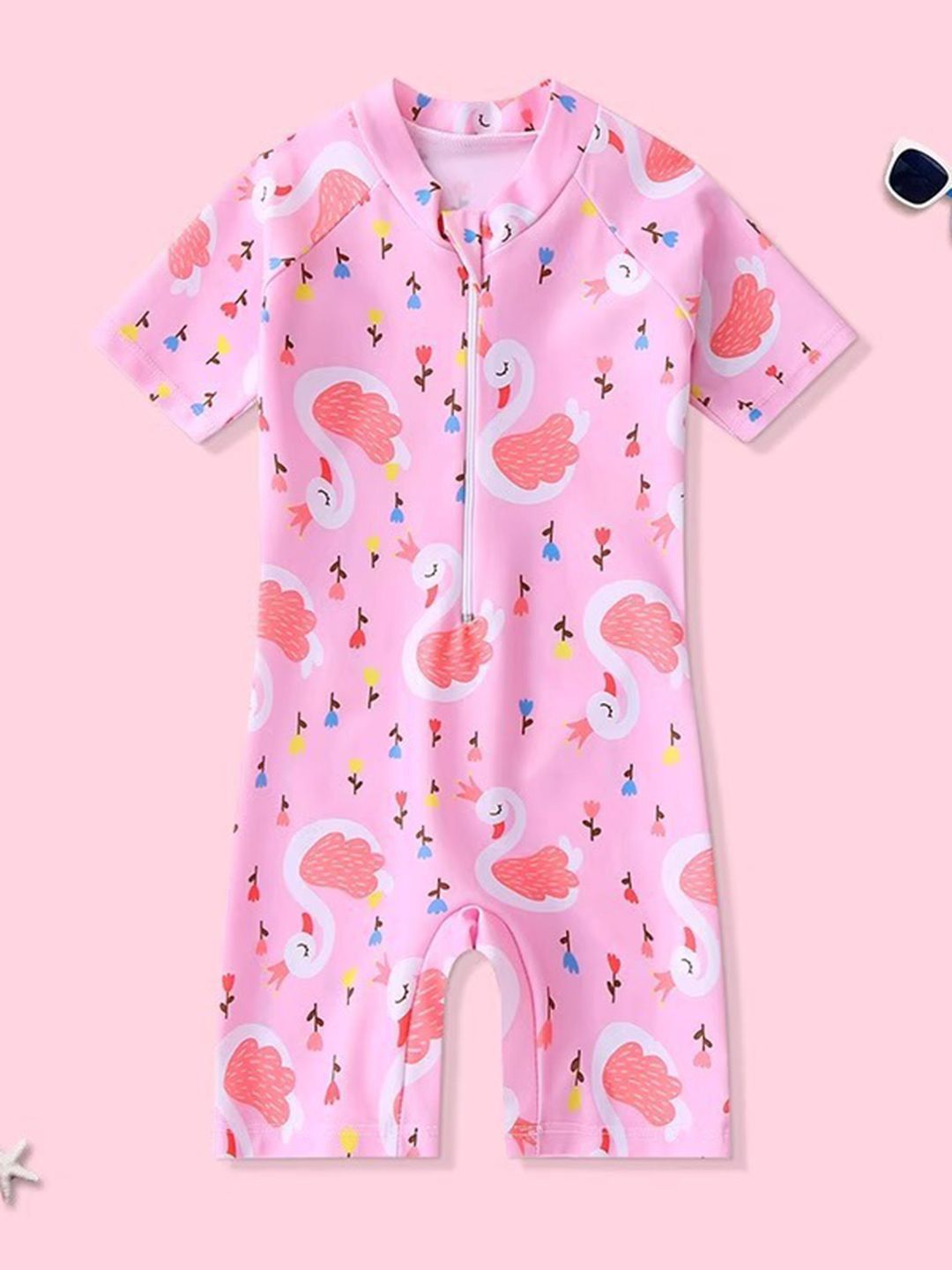YK Girls Printed Round Neck Legsuit