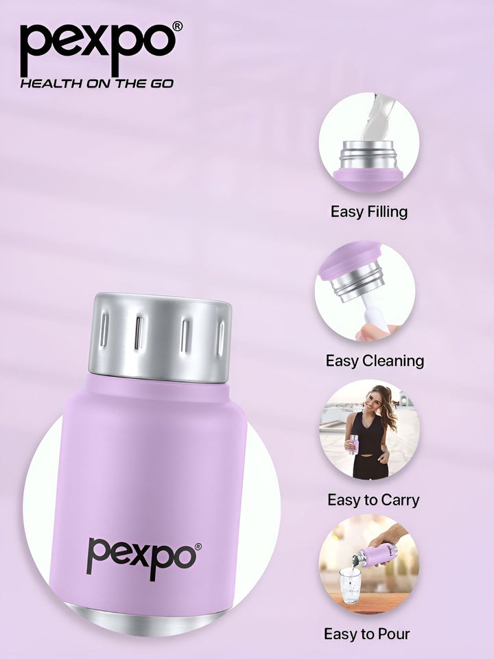 Pexpo Cameo Orchid Purple Thermosteel Hot & Cold Upto 6 Hrs Insulated Water Bottle 160ml