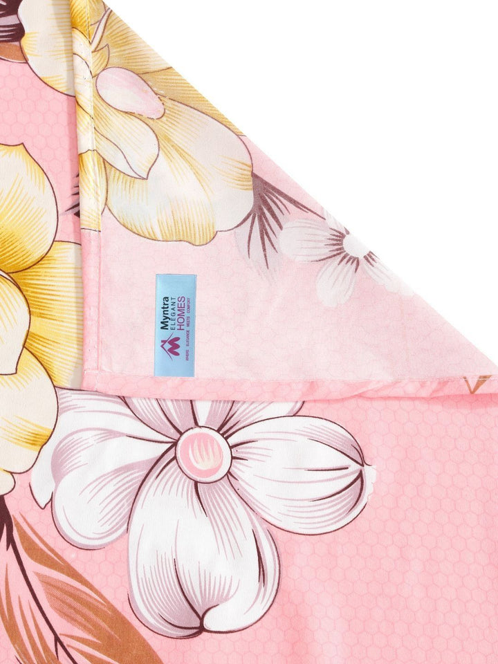 Myntra Elegant Homes Pink Floral Cotton 300 TC Single Cadar Halus dengan Sarung Bantal-225 x 150 cm