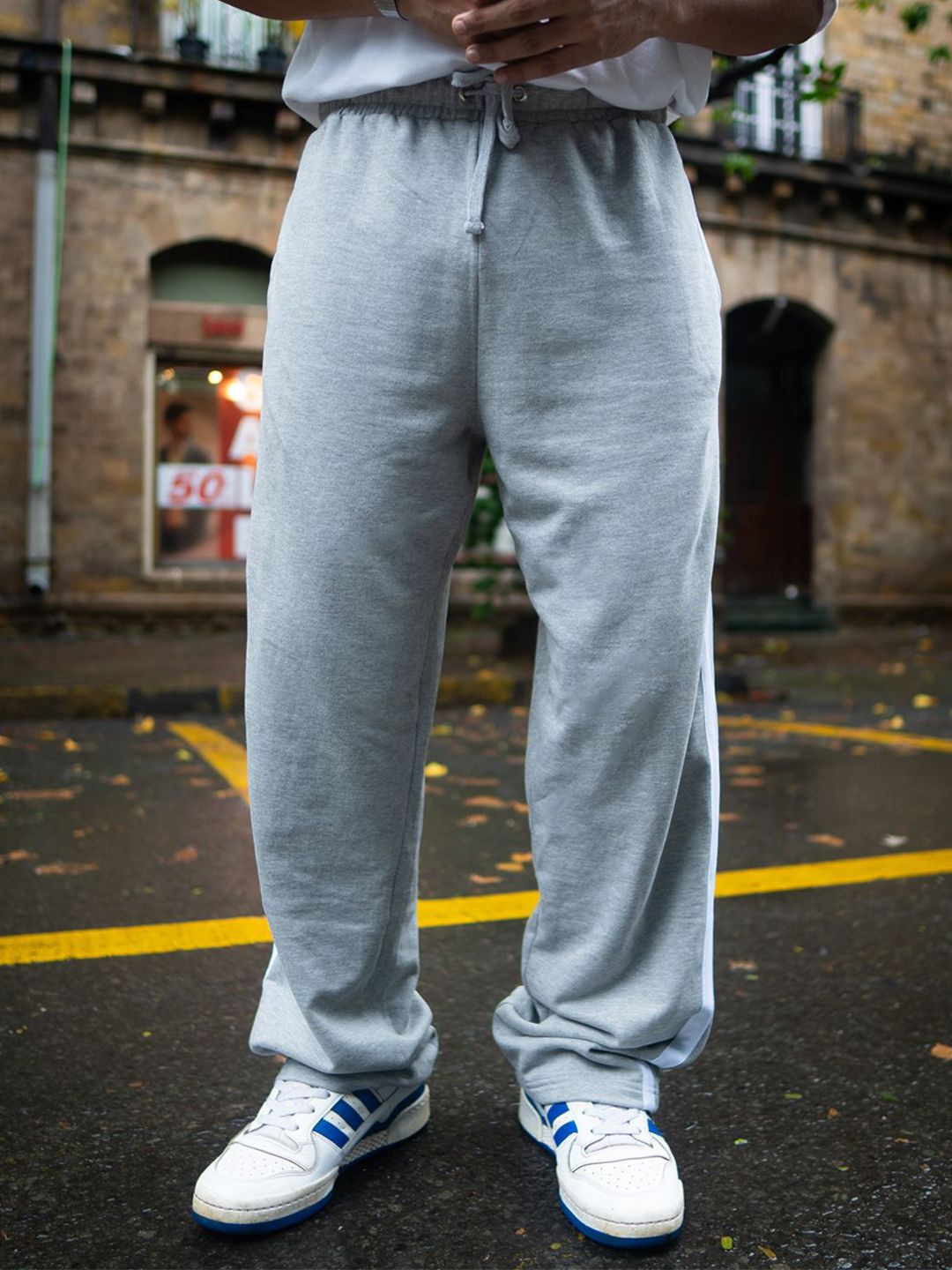 Powerlook Men Striped Relaxed Fit Pure Cotton Track Pants
