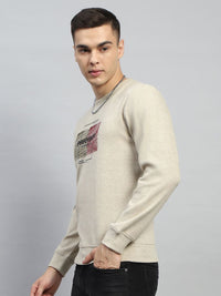 Monte Carlo Men Cotton Beige Round Neck Long Sleeves Printed Sweatshirt