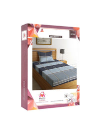Myntra Elegant Homes Blue Checked Polycotton Breathable 300 TC Dilengkapi Cadar Single Halus dengan Sarung Bantal-59 x 87 inci