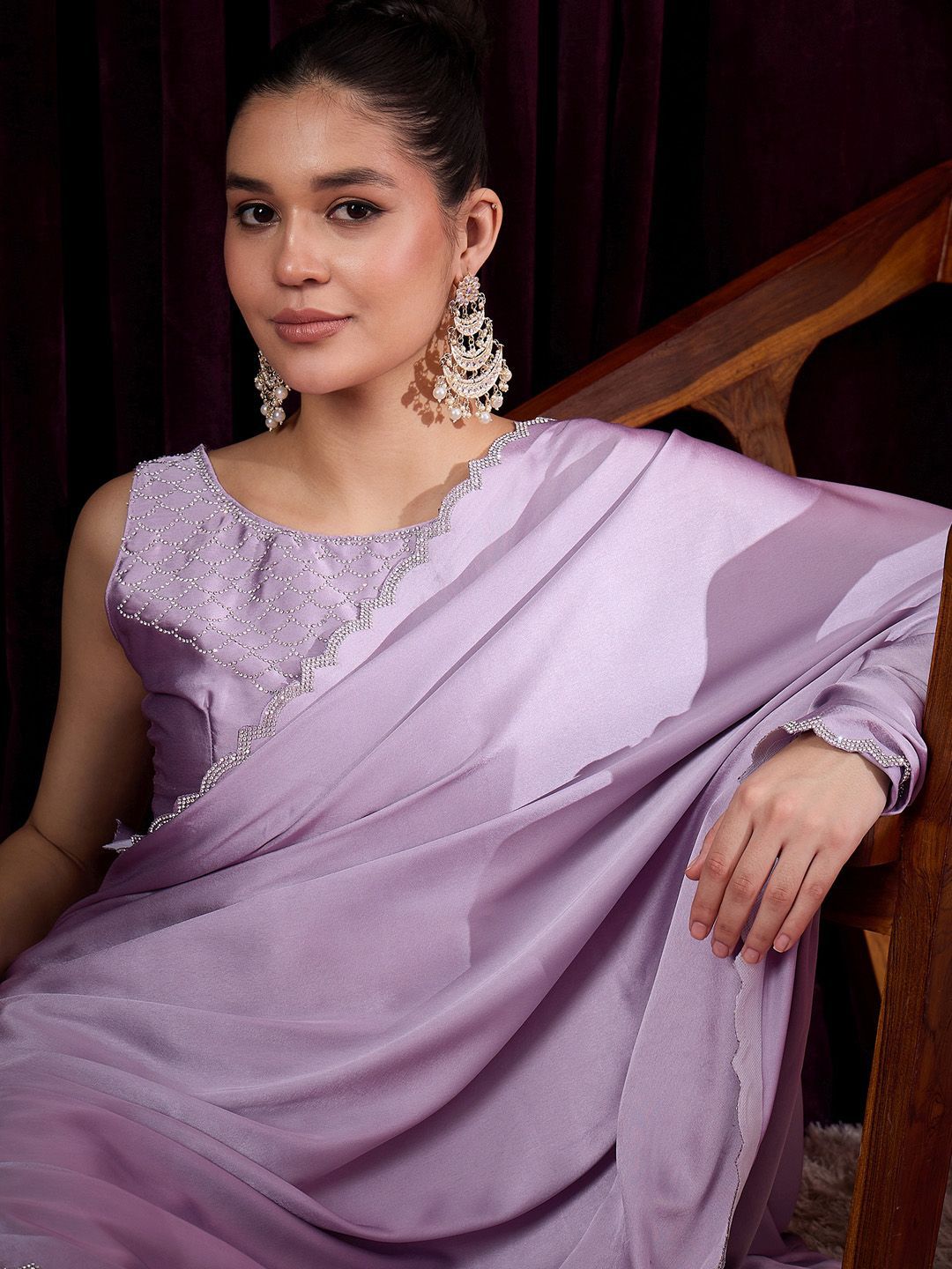 Saree mall Solid Beads and Stones Heavy Work Sarees