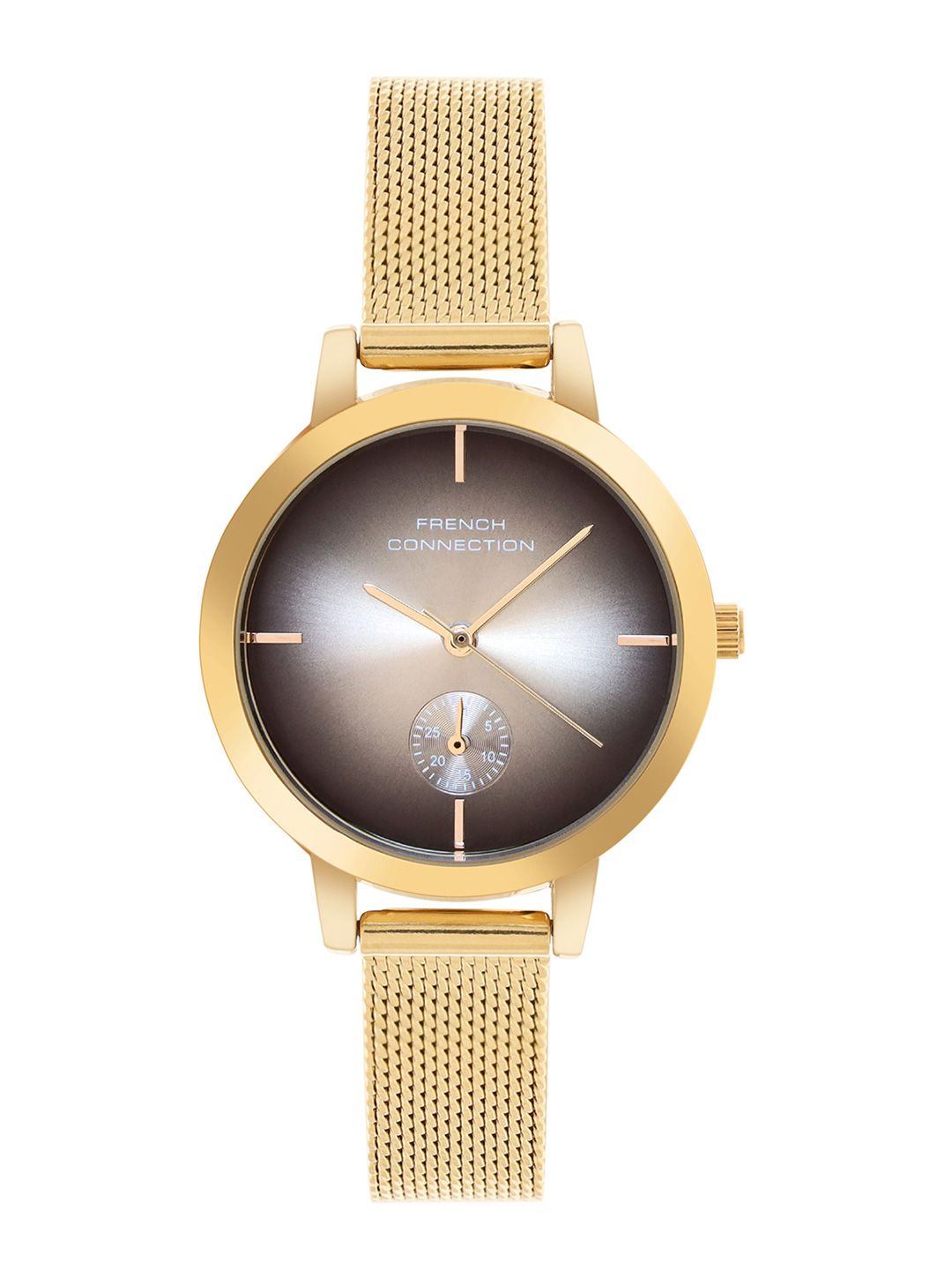 French Connection Women Embellished Dial & Stainless Steel Bracelet Style Straps Analogue Watch FCB8GM