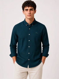 ADRO Men Teal Blue Mini Checked Regular Fit Casual Cotton Shirt