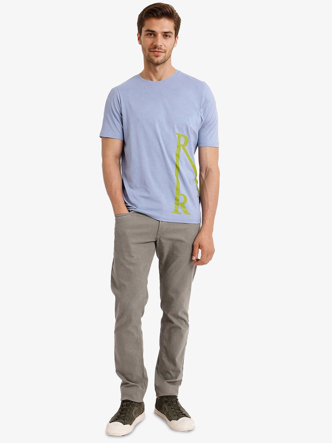 RARE RABBIT Men Typography Printed V-Neck T-shirt