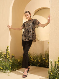 Antheaa Floral Emboridered Kimono Sleeve Top