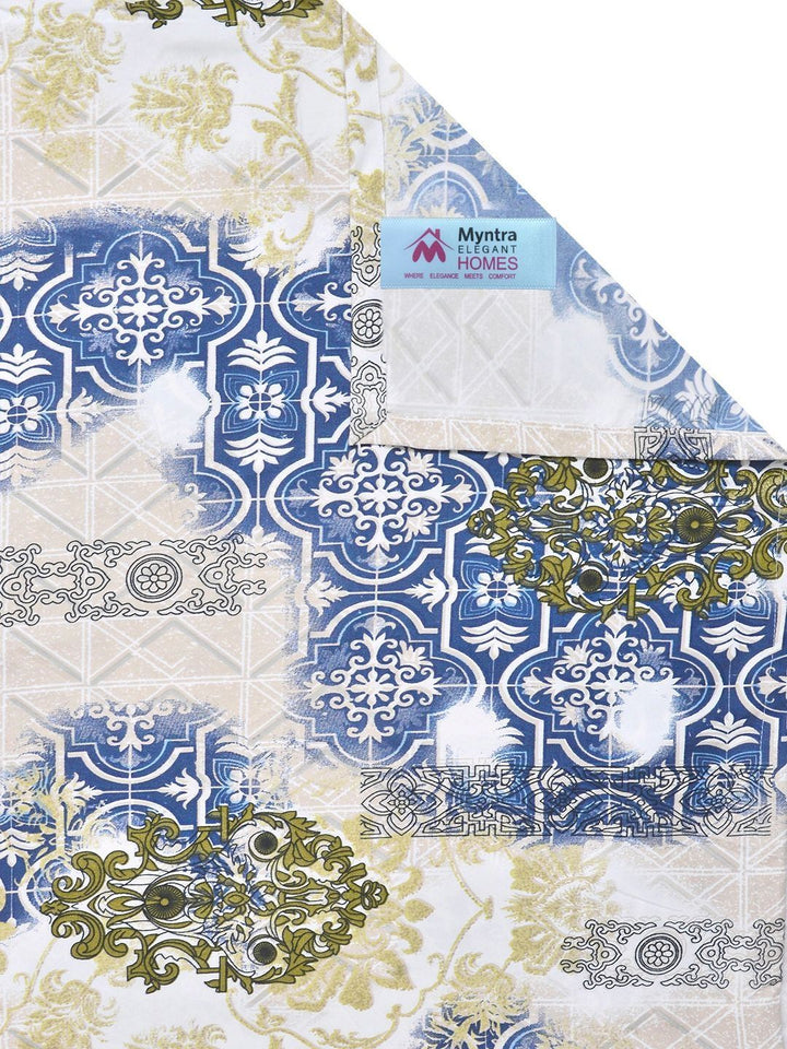 Myntra Elegant Homes Motif Etnik Biru 300TC Cadar Super King Double & 2 Sarung Bantal