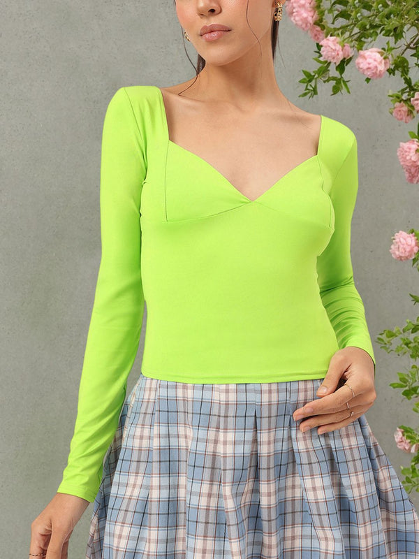 DressBerry Cyber Chic Sweetheart Neck Fitted Top