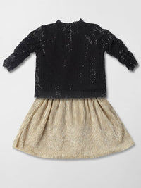 Nauti Nati Girls Embellished Round Neck Long Sleeves Top With Skirt