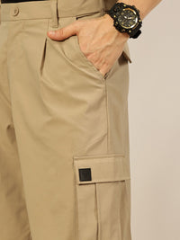 Thomas Scott Men Smart Loose Fit Mid-Rise Easy Wash Pleated Cargos Trousers