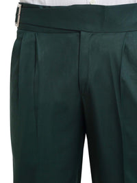 Men's Bottle Green Cotton Rich Solid Slim Fit Formal Gurkha Pants