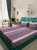 Myntra Elegant Homes Motif Etnik Ungu Policotton 300 TC Cadar Halus King dengan 2 Sarung Bantal-98 x 89 inci