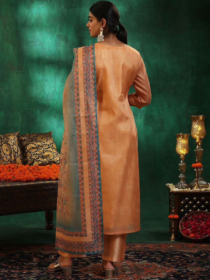 Libas Women Yoke Design Regular Beads and Stones Kurta with Trousers & With Dupatta