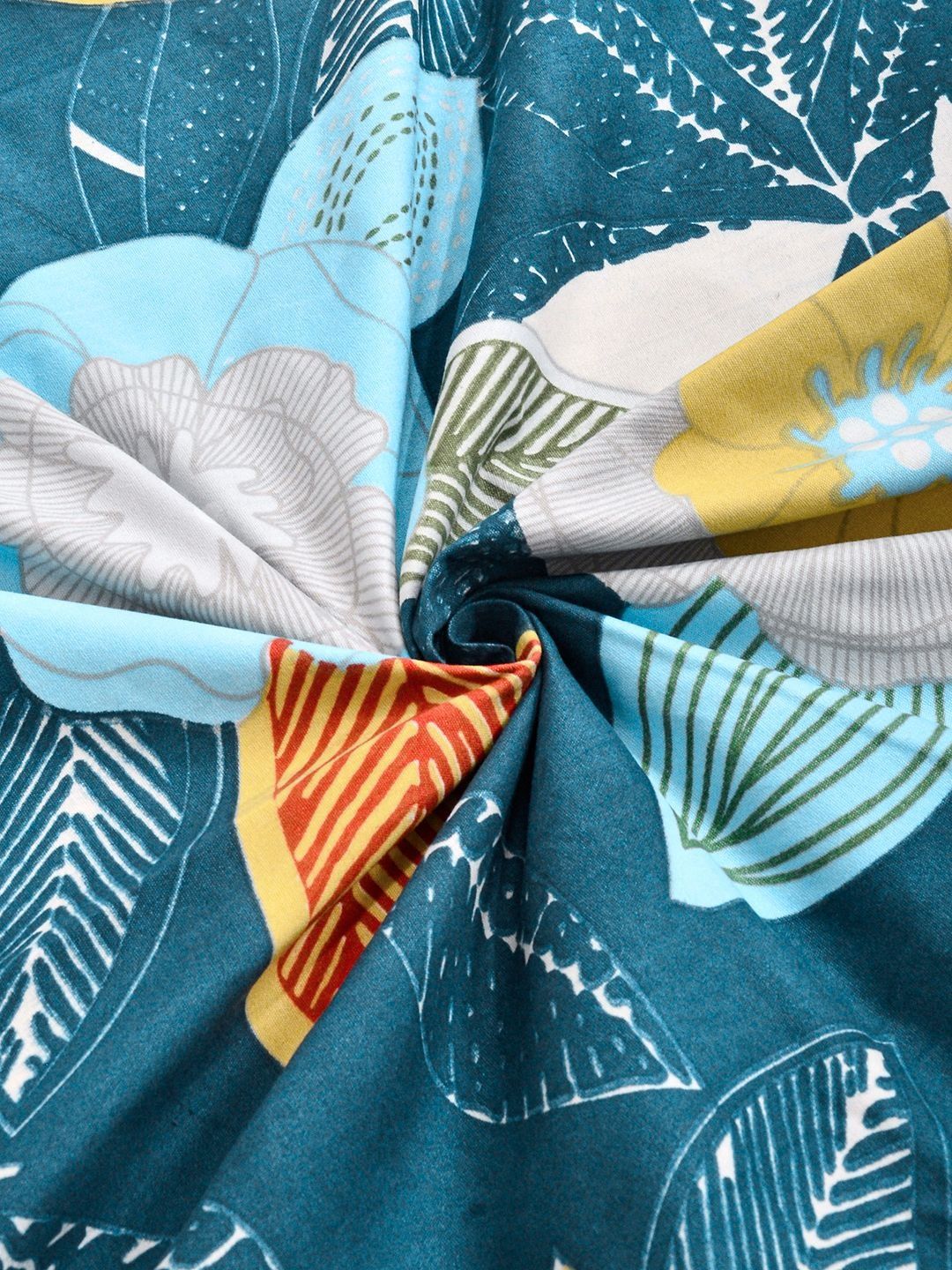 KLOTTHE Blue Floral Printed 300 TC Cadar King