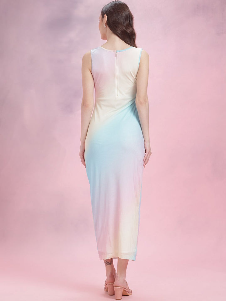 DressBerry Ruched Dyed Mesh Maxi Dress