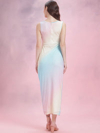 DressBerry Ruched Dyed Mesh Maxi Dress