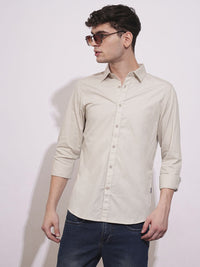 Being Human Men Classic Slim Fit Spread Collar Solid Cotton Casual Shirt
