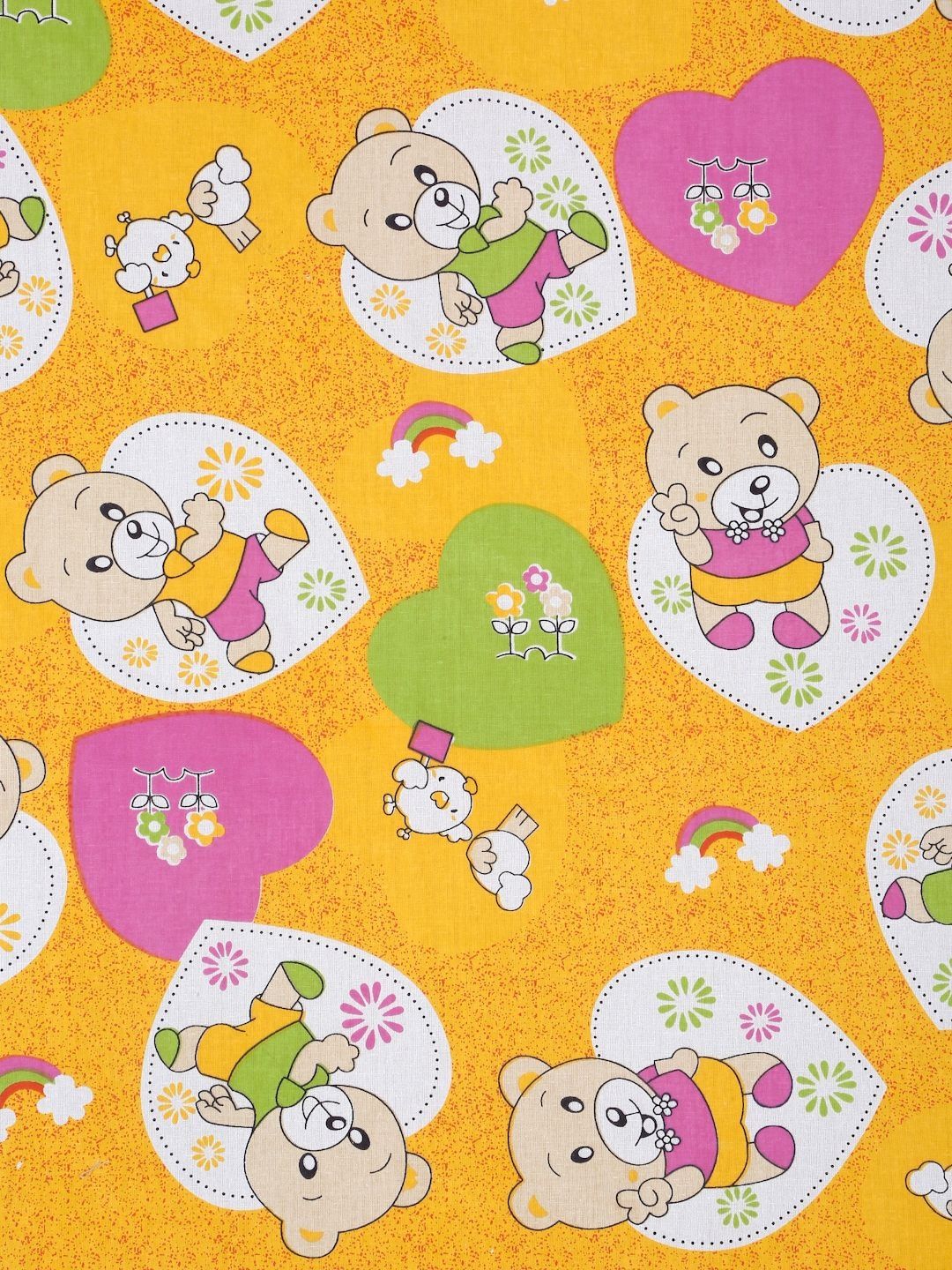 KLOTTHE Yellow Conversational Cotton 400 TC King Fine Bedsheet with 2 Pillow Covers-98 x 89 inches