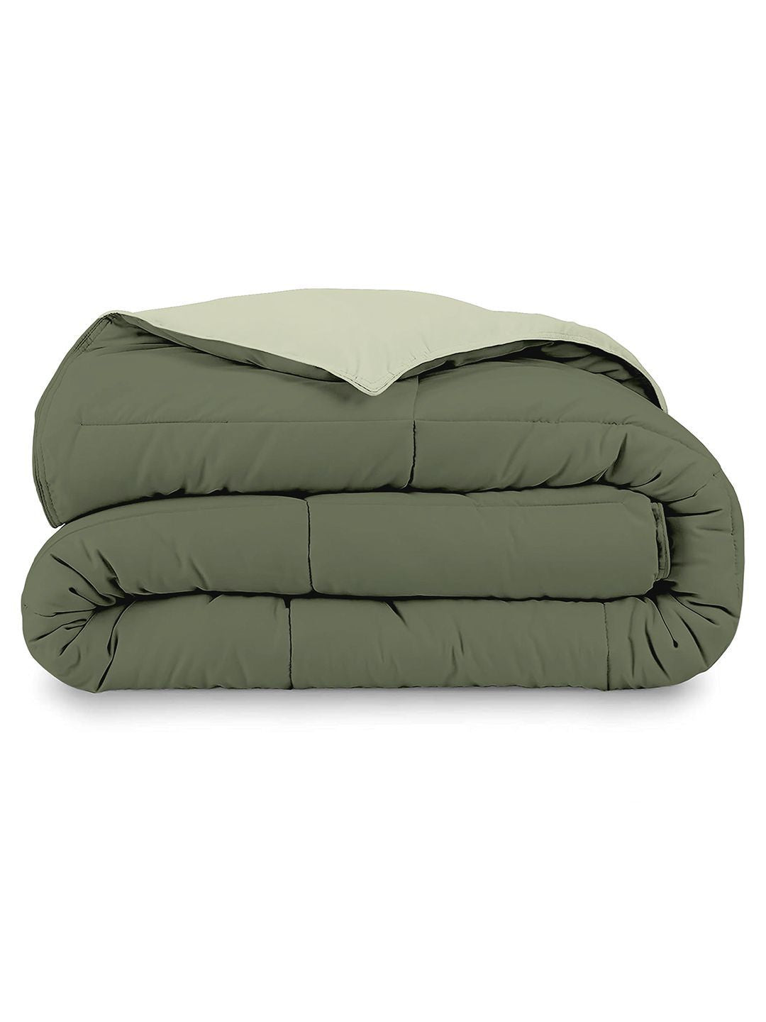 Story@home Olive Green Solid Reversible 240 GSM Heavy Winter Double Bed Comforter