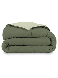 Story@home Olive Green Solid Reversible 240 GSM Heavy Winter Double Bed Comforter