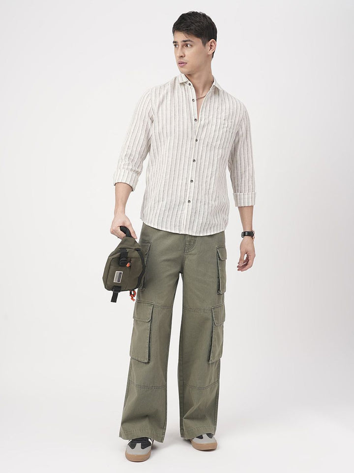 VASTRADO Pure Cotton Classic Slim Fit Multi Stripes Opaque Striped Casual Shirt