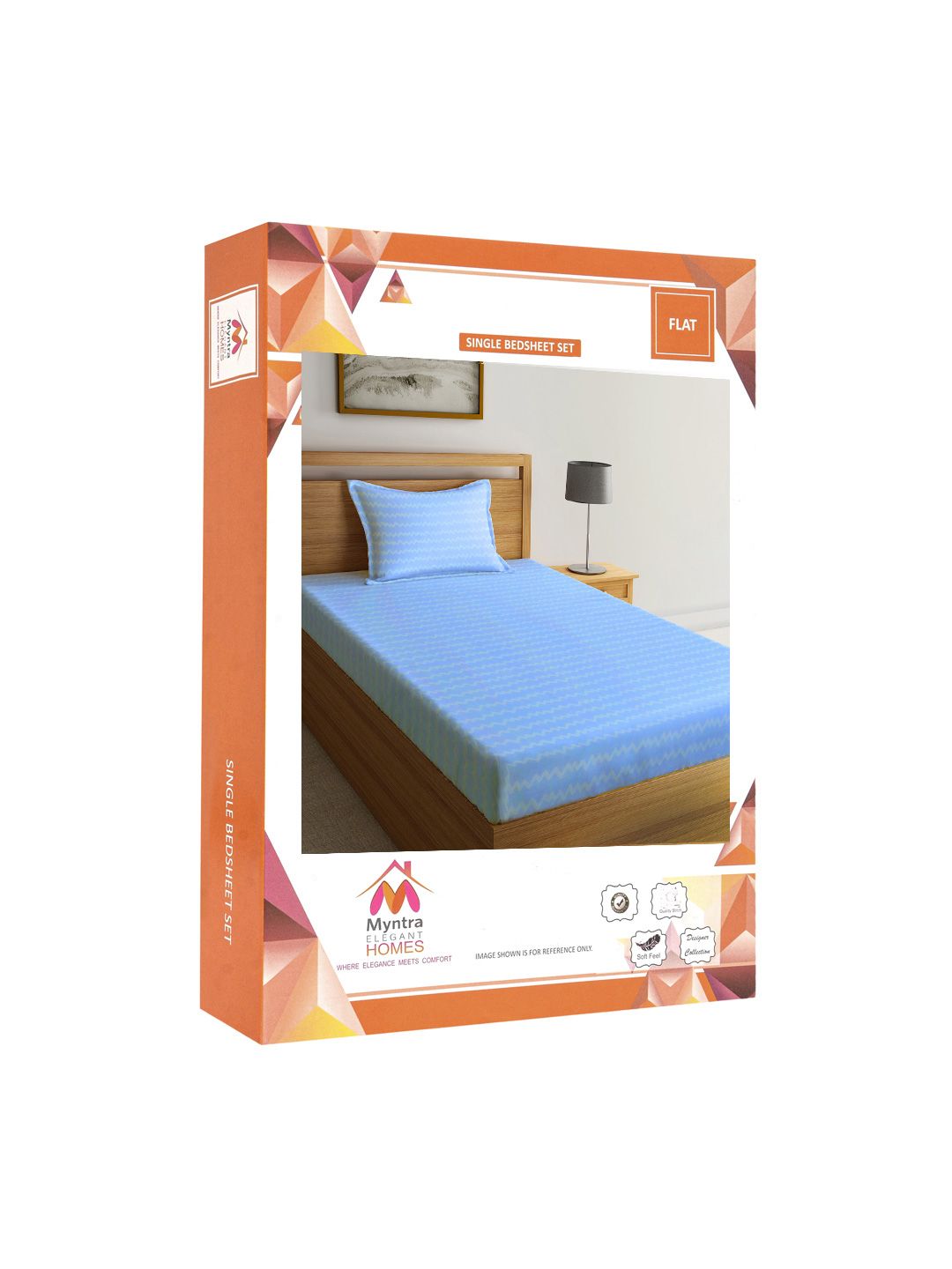 Myntra Elegant Homes Blue Striped 300 TC Single Bedsheet Set