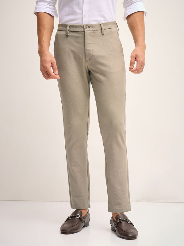 THE BEAR HOUSE Men Slim Fit Mid-Rise Flat-Front Trousers