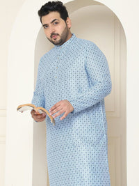 SOJANYA PLUS Floral Embroidered Thread Work Cotton Linen Straight Kurta with Pyjamas