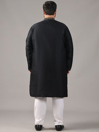 SOJANYA PLUS Plus Size Men Paisley Woven Design Band Collar Straight Kurta With Pyjamas