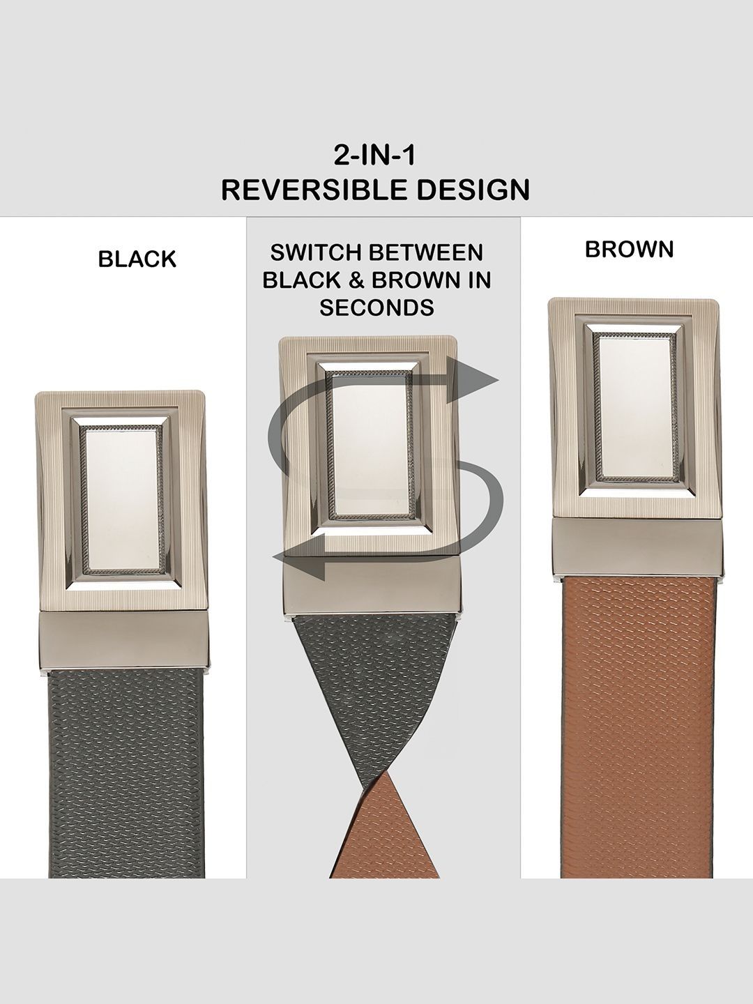 Teakwood Leathers Men Textured Leather Reversible Formal Belt