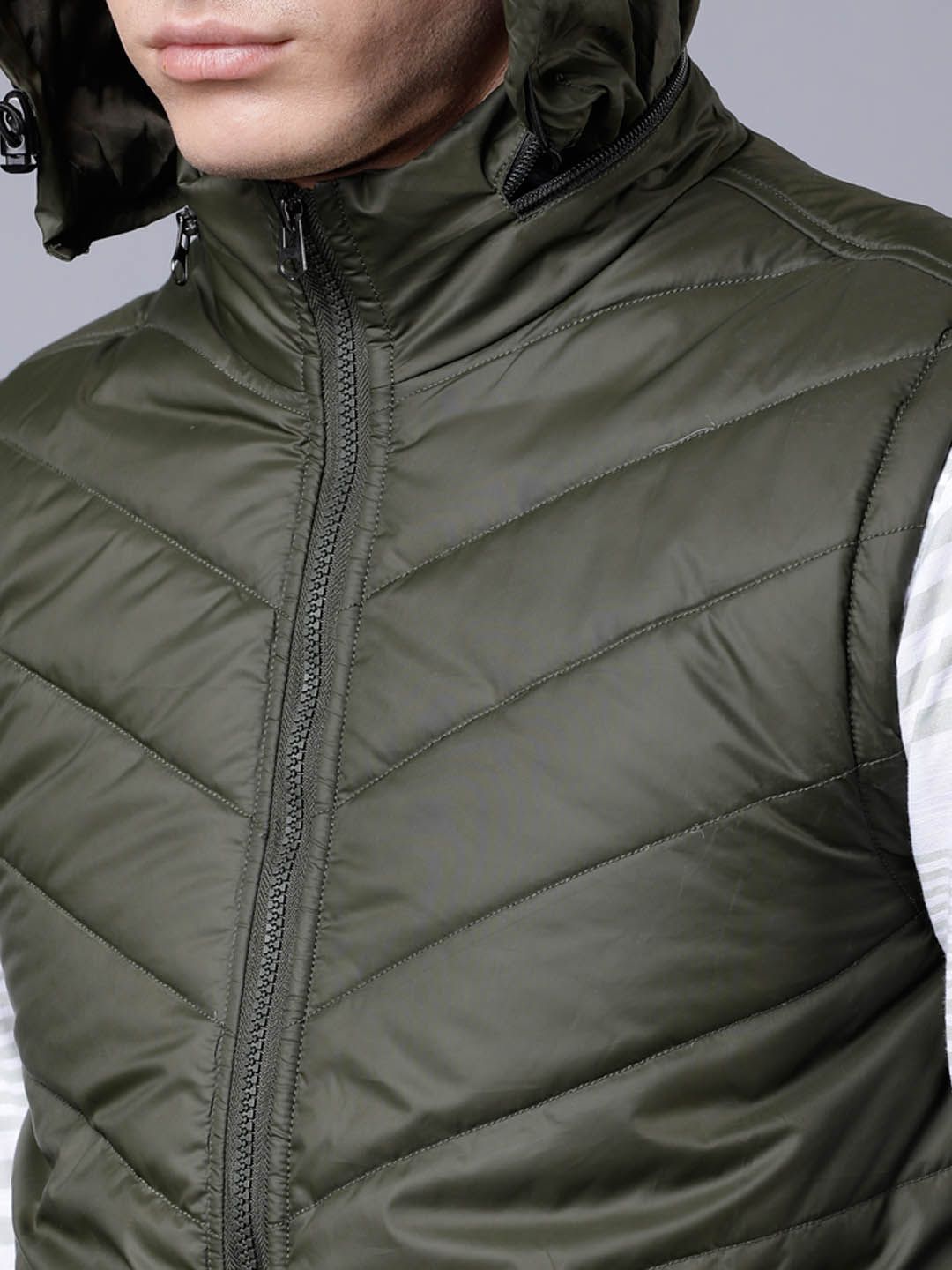 HIGHLANDER Men Olive Green Solid Puffer Jacket